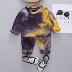 2023 Fashion Kids Clothes 1 2 3 4 5 Year Boy Sets Autumn Dyeing Long Sleeve Toddler Boy Clothes Outwear Children Clothing Sets