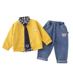 3PCS Children Clothing Boy Sets Coat Tops Pants Casual Baby Clothes Cotton Kids Boys Long Sleeve Outfits Party Costume
