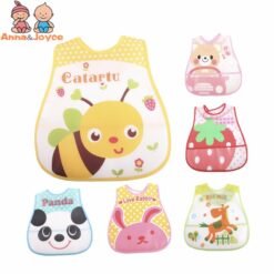 60pc/Lot EVA Waterproof Lunch Bibs Boys Girls Infants Cartoon Pattern Burp Cloths for Children Self Feeding Baby