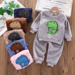 Children's Pajamas Set 2020 Toddler Baby Boy Girl Winter Clothes Set Flannel Warm Sleepwear Set 2pcs Suit Outfits Kids Clothing