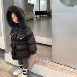 Hooded Boy Baby Overalls Winter Down Jacket Warm Kids Coat Child girl Clothes Clothing Set