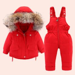 MODX Hooded Duck Down Thick Warm Coats trousers 2pcs set for children kids baby Girls boys toddler 1-4y Winter clothes outwear